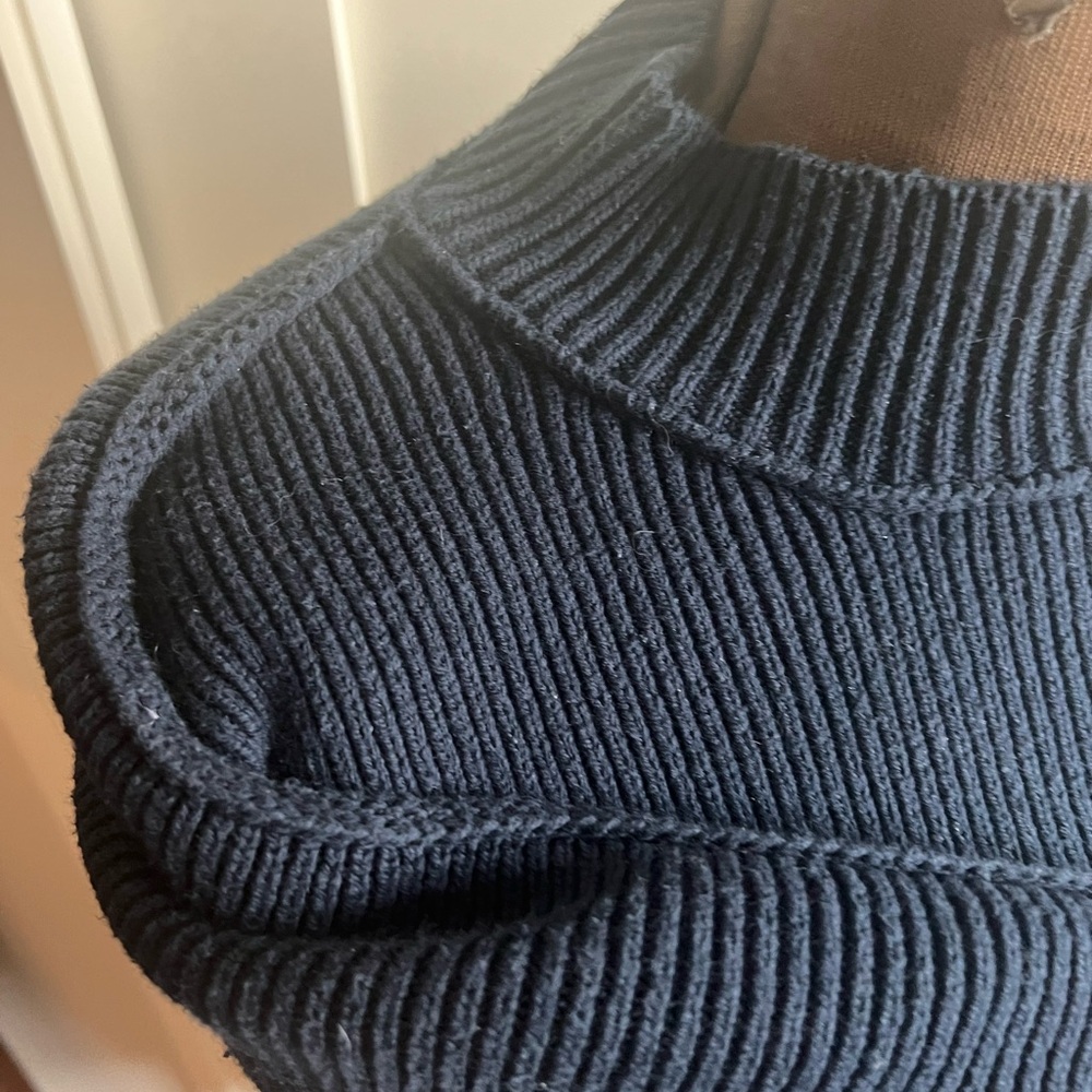 Navy Cotton Ribbed Sweater - Picture 3 of 4